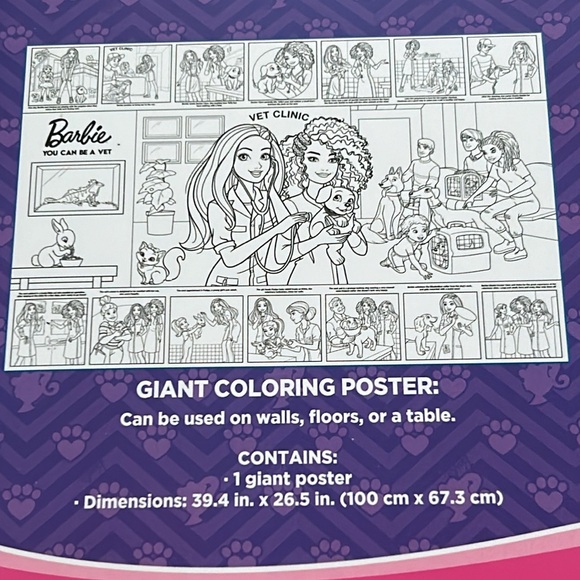 BARBIE Kids Giant Colouring Poster, Huge Fold Out Art Picture, Creative Activity - Picture 3 of 4